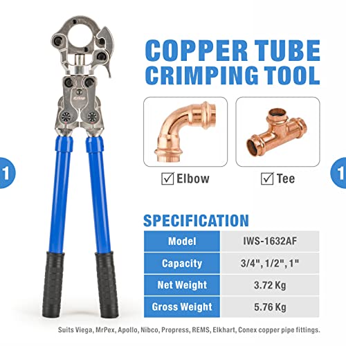 IWISS iCrimp IWS-1632AF Copper Press Tool for 1/2'', 3/4'', 1'' Viega ProPress Copper Fittings - Image 2