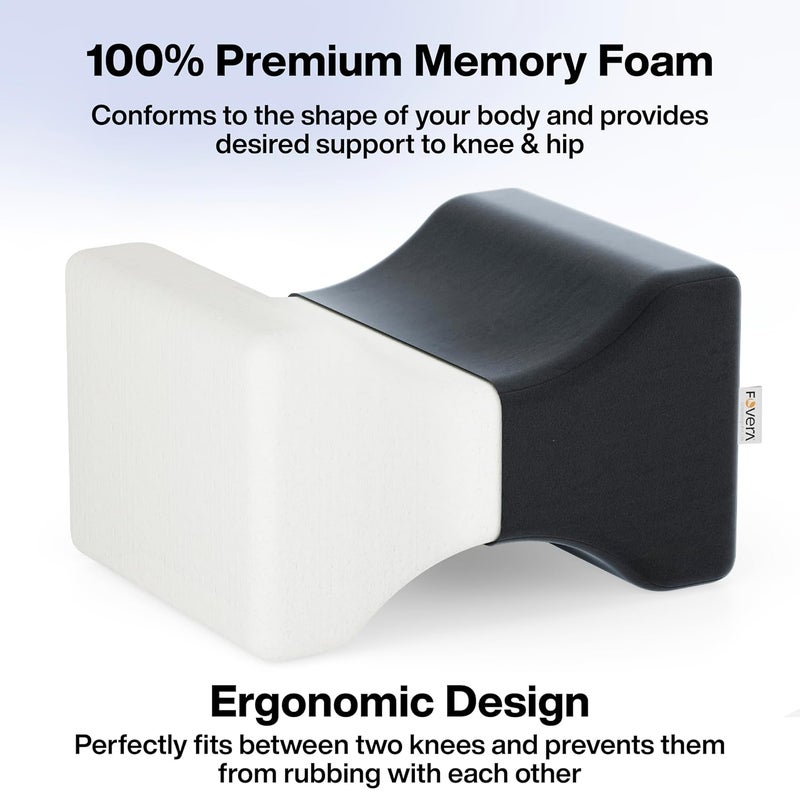 FOVERA Knee Pillow for Side Sleepers Knock Knee Corrector for Sleeping Memory Foam Leg Pillow Wedge Cushion for Side Sleeper Sciatica Pregnancy Hip Back Pain Relief Washable Cover Dark Grey - Image 5
