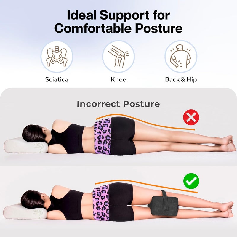 FOVERA Knee Pillow for Side Sleepers Knock Knee Corrector for Sleeping Memory Foam Leg Pillow Wedge Cushion for Side Sleeper Sciatica Pregnancy Hip Back Pain Relief Washable Cover Dark Grey - Image 4