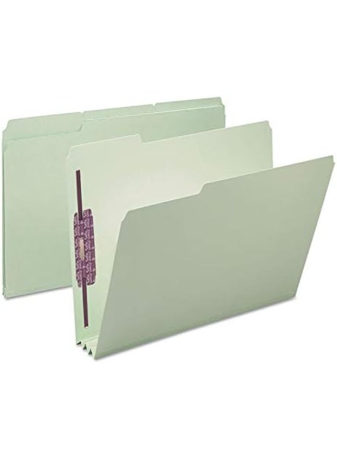 Smead Smead Pressboard Fastener File Folder with SafeSHIELD Fasteners, 2 Fasteners, 1/3-Cut Tab, 3" Expansion, Letter Size, Gray/Green, 25 per Box (14944)  - Image 1