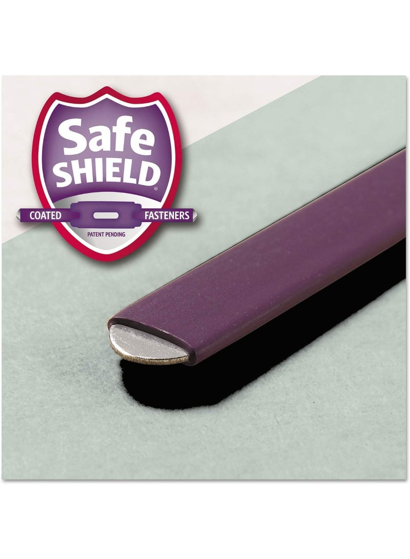 Smead Smead Pressboard Fastener File Folder with SafeSHIELD Fasteners, 2 Fasteners, 1/3-Cut Tab, 3" Expansion, Letter Size, Gray/Green, 25 per Box (14944)  - Image 3