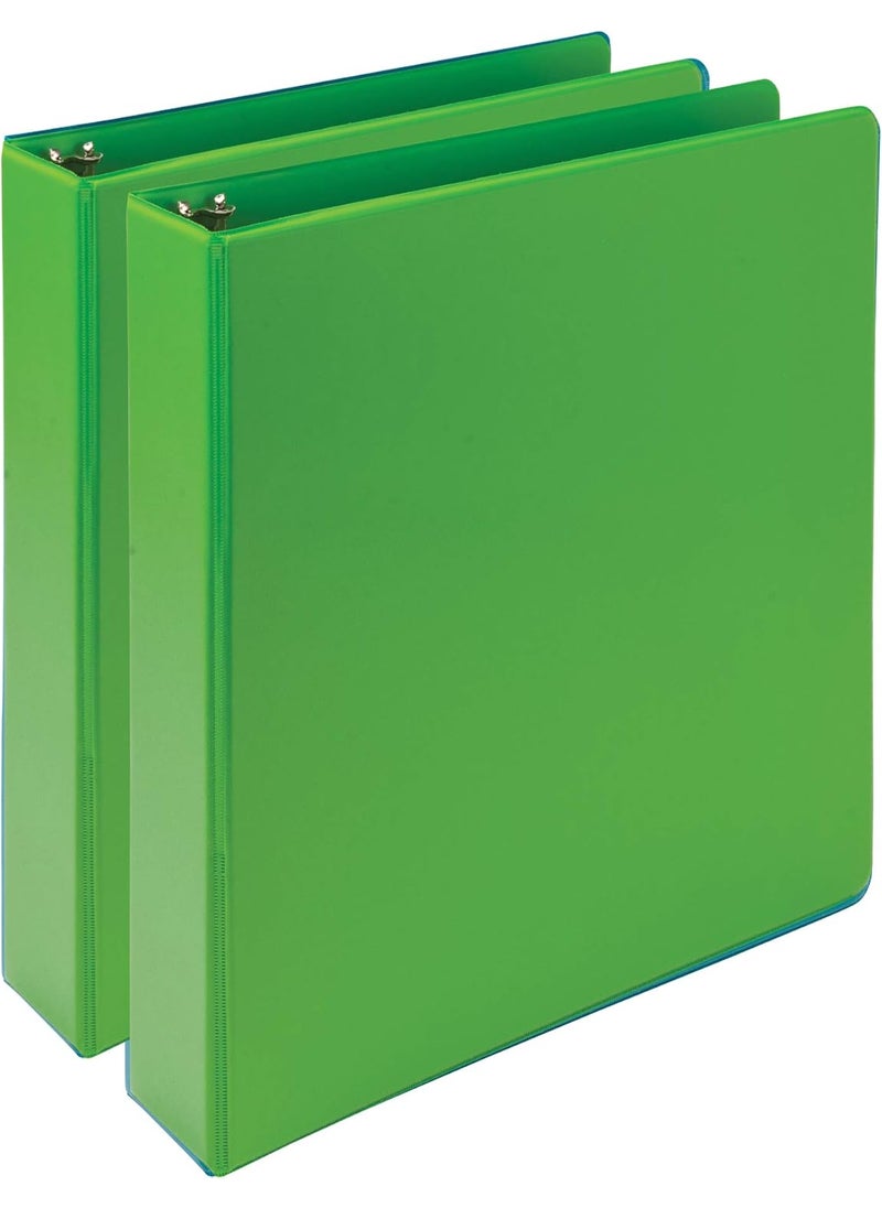 Samsill Samsill Earths Choice Durable Fashion Color 3 Ring View Binder 15 Inch Round Ring Up to 25 Plant Based Plastic EcoFriendly USDA Certified Biobased Lime Green Value 2 Pack  - Image 1