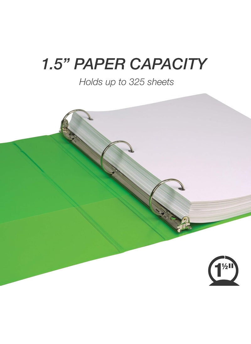 Samsill Samsill Earths Choice Durable Fashion Color 3 Ring View Binder 15 Inch Round Ring Up to 25 Plant Based Plastic EcoFriendly USDA Certified Biobased Lime Green Value 2 Pack  - Image 3