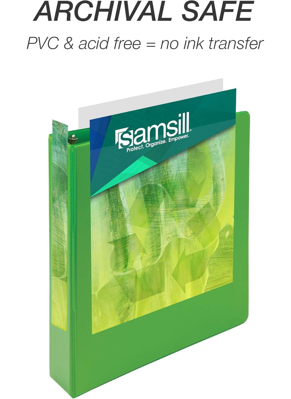 Samsill Samsill Earths Choice Durable Fashion Color 3 Ring View Binder 15 Inch Round Ring Up to 25 Plant Based Plastic EcoFriendly USDA Certified Biobased Lime Green Value 2 Pack  - Image 5