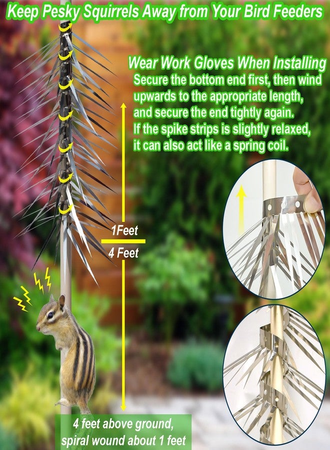 WHCDSTGJ Bird Spikes, Squirrel Spikes and Squirrel Baffles Keep Raccoons, Cats and Snakes Away from Gardens, Fences and Climbing Bird Feeder Poles.(120 inches) - Image 4