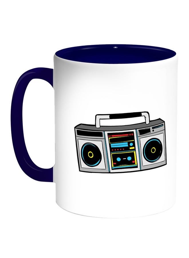 Recorder Printed Coffee Mug White/Blue 11ounce