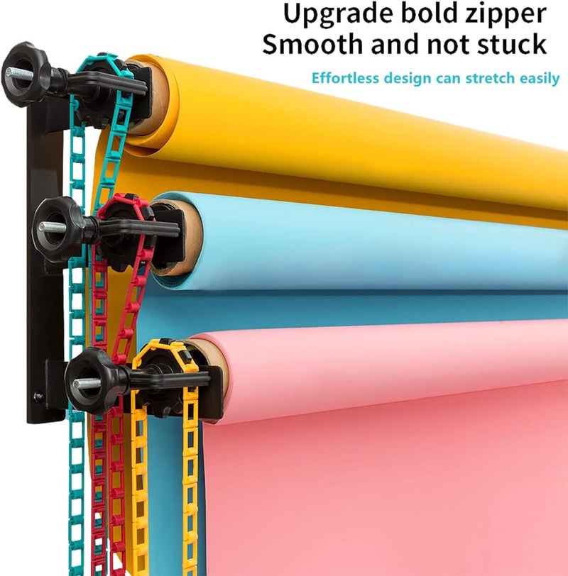 goshoot 3 Roller Photography Backdrop Background Support Wall Mount Manual Pull Down System for Photo Studio with 6 Expand Bars + 3 Chains + 2 Tri-fold Hooks for Holding 3 Backdrops - Image 2