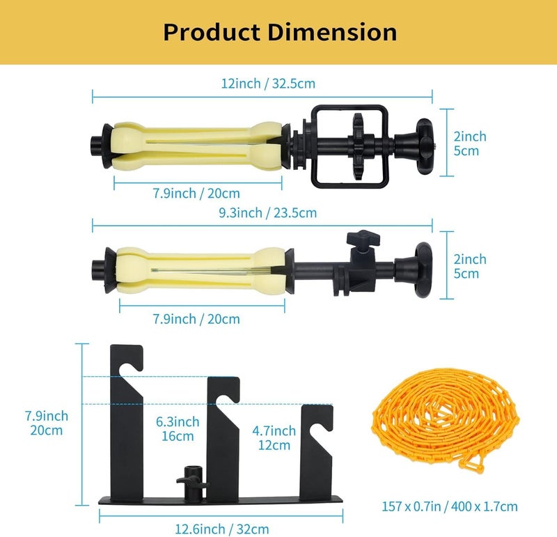 goshoot 3 Roller Photography Backdrop Background Support Wall Mount Manual Pull Down System for Photo Studio with 6 Expand Bars + 3 Chains + 2 Tri-fold Hooks for Holding 3 Backdrops - Image 5