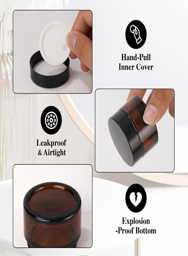 ZIYIZE Amber Glass Jars with Lids, 4 Pack 1oz Small Glass Jars with Inner Liners, 30 ml Reusable Empty Round Cosmetic Container for Creams, Lotion, Cosmetic, Spice, Powder - Image 4