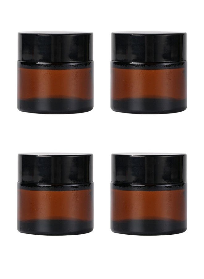 ZIYIZE Amber Glass Jars with Lids, 4 Pack 1oz Small Glass Jars with Inner Liners, 30 ml Reusable Empty Round Cosmetic Container for Creams, Lotion, Cosmetic, Spice, Powder - Image 1