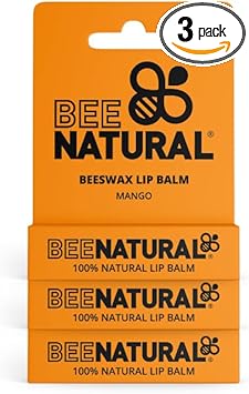 Bee Natural 100 Natural Moisturising Lip Balm Mango Pack of 3 - Image 1