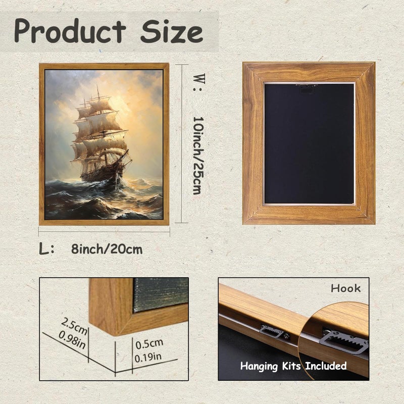 KBKBART مؤطر الفن الجدار الفن لغرفة المعيشة قوارب الإبحار في غروب الشمس ألوان مائية الطلاء الزيت على القماش عتيقة المطبوعات الفنية الساحلية للديكور الجدران المركب الشراعي المناظر الطبيعية ديكور المنزل (8 "" x10 "") - Image 2
