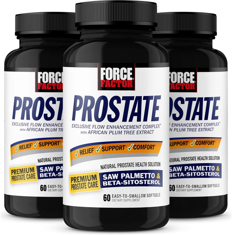 FORCE FACTOR Prostate 3Pack Saw Palmetto and Beta Sitosterol Supplement for Men Prostate Health Support Size Support Urinary Relief Bladder Control Reduce Nighttime Urination 180 Softgels - Image 1