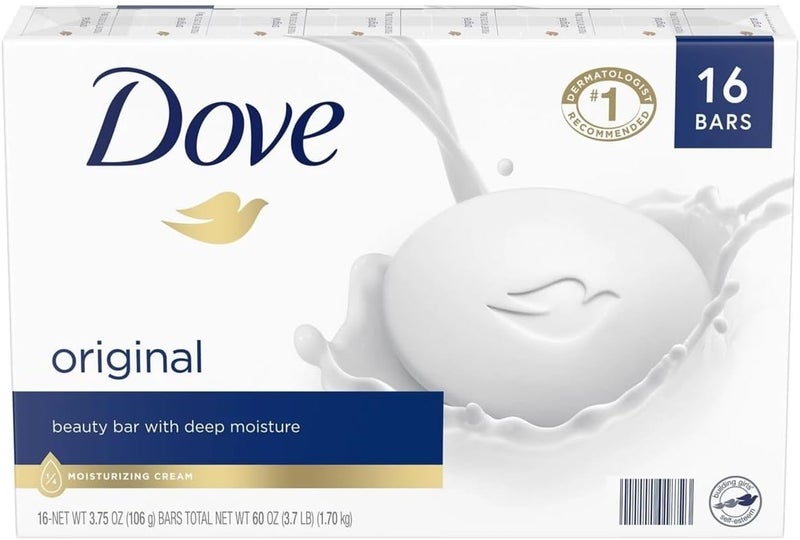 Dove Original Beauty Bar with Deep Moisture, 4 oz, Pack of 16 Bars