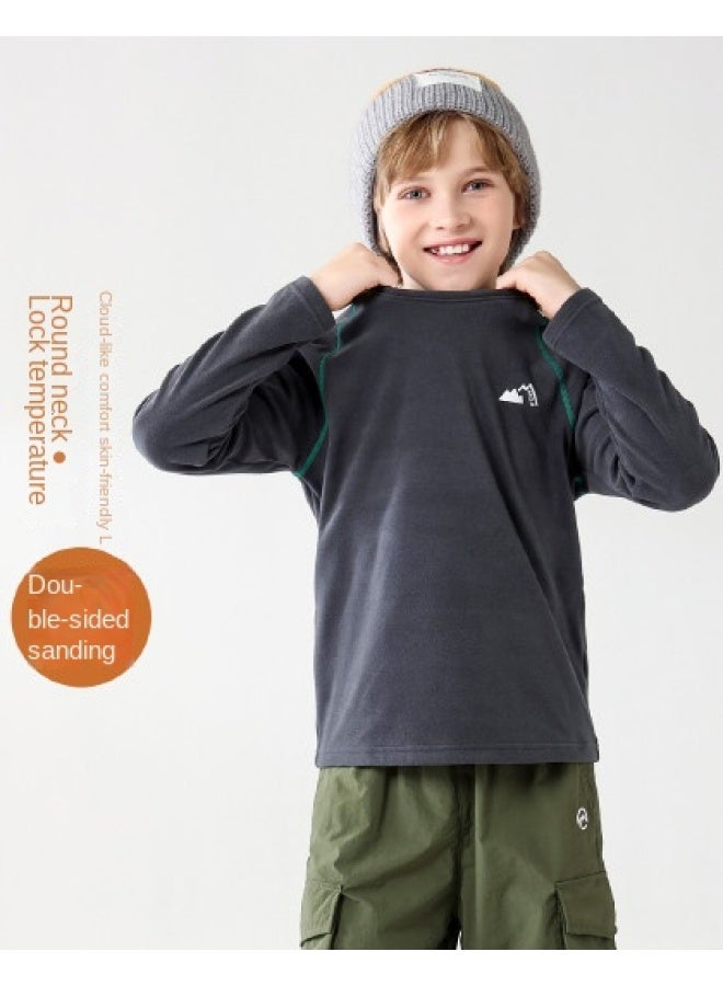 مكد [cloud Soft Shirt] تي شيرت طويل الأكمام بقطيفة مزدوجة الوجه بلون صلب للأولاد والبنات، ستايل الخريف/الشتاء، طبقة أساسية بميزة مقاومة الكهرباء الساكنة - Image 1