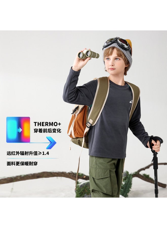 مكد [cloud Soft Shirt] تي شيرت طويل الأكمام بقطيفة مزدوجة الوجه بلون صلب للأولاد والبنات، ستايل الخريف/الشتاء، طبقة أساسية بميزة مقاومة الكهرباء الساكنة - Image 3