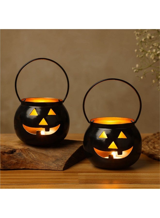 Dudki Halloween Face Votive Candle Holder Stand Antique Hanging Tealight Lantern for Home Decorations, Birthday Parties, Christmas Indoor, Outdoor Décor, Black (Black) - Image 1