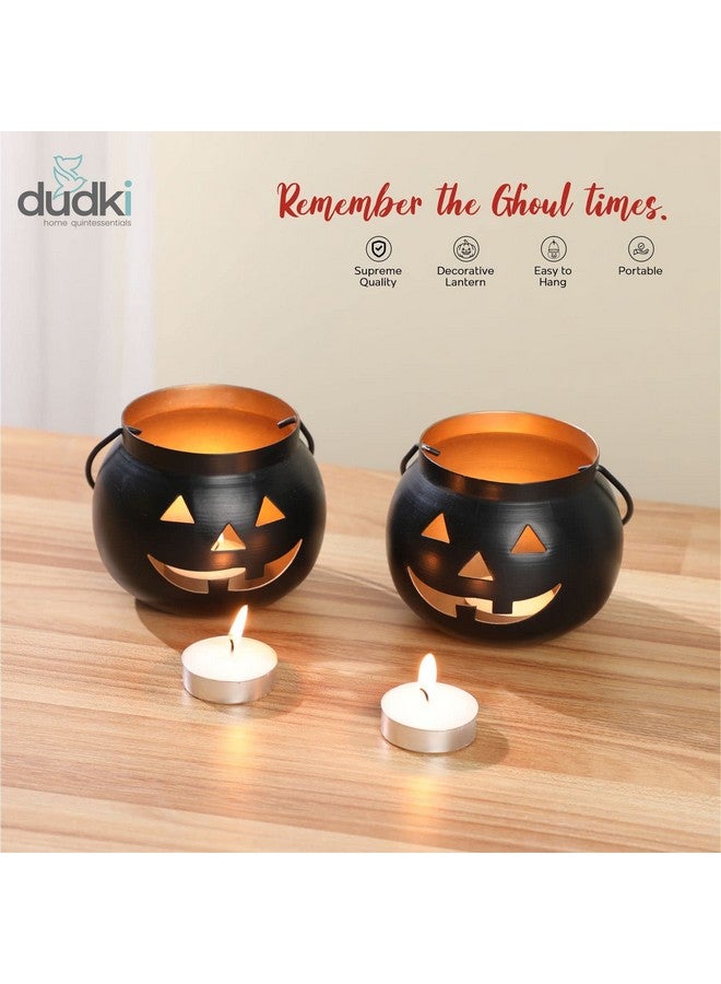 Dudki Halloween Face Votive Candle Holder Stand Antique Hanging Tealight Lantern for Home Decorations, Birthday Parties, Christmas Indoor, Outdoor Décor, Black (Black) - Image 4