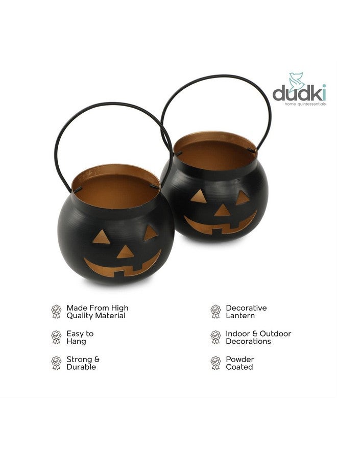 Dudki Halloween Face Votive Candle Holder Stand Antique Hanging Tealight Lantern for Home Decorations, Birthday Parties, Christmas Indoor, Outdoor Décor, Black (Black) - Image 3