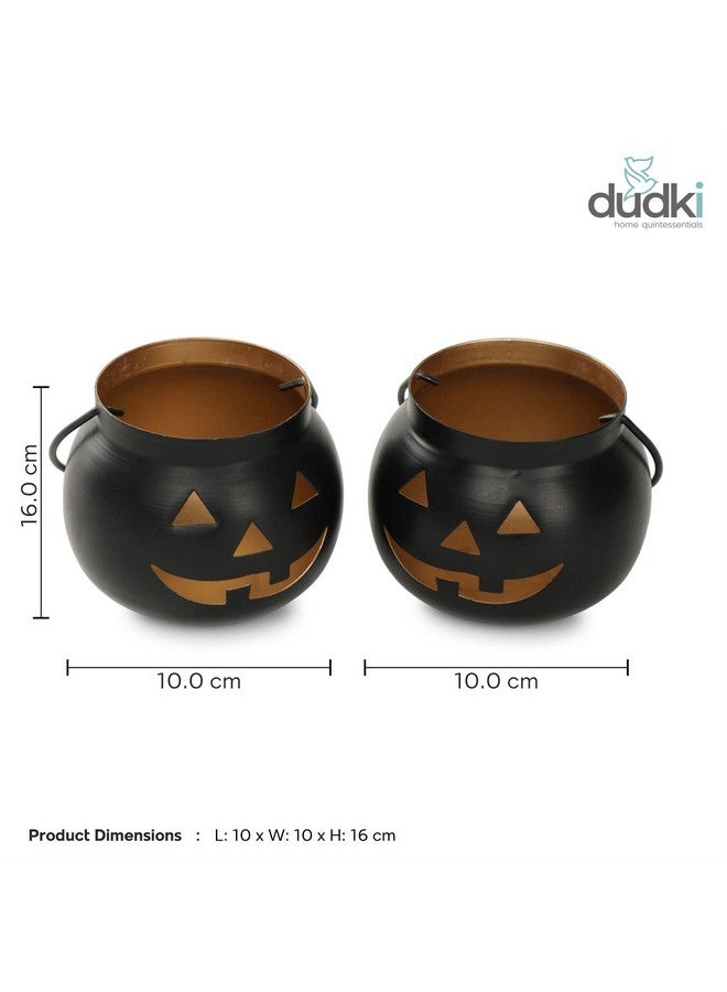 Dudki Halloween Face Votive Candle Holder Stand Antique Hanging Tealight Lantern for Home Decorations, Birthday Parties, Christmas Indoor, Outdoor Décor, Black (Black) - Image 5