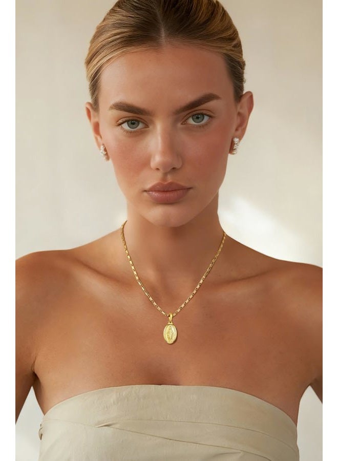 U7 Women's Platinum Plated Virgin Mary Pendant Necklace Gold - Image 3