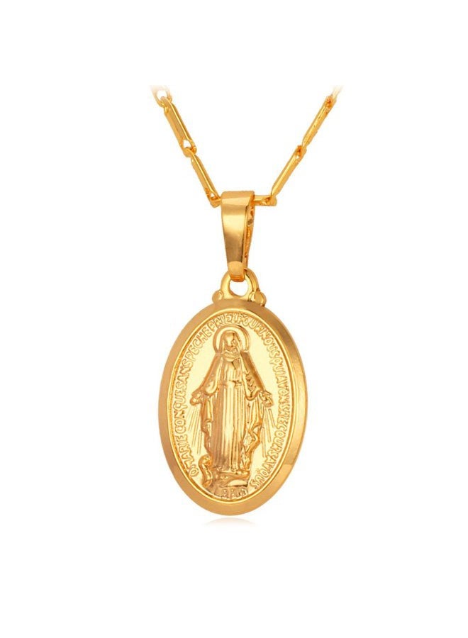 U7 Women's Platinum Plated Virgin Mary Pendant Necklace Gold - Image 1