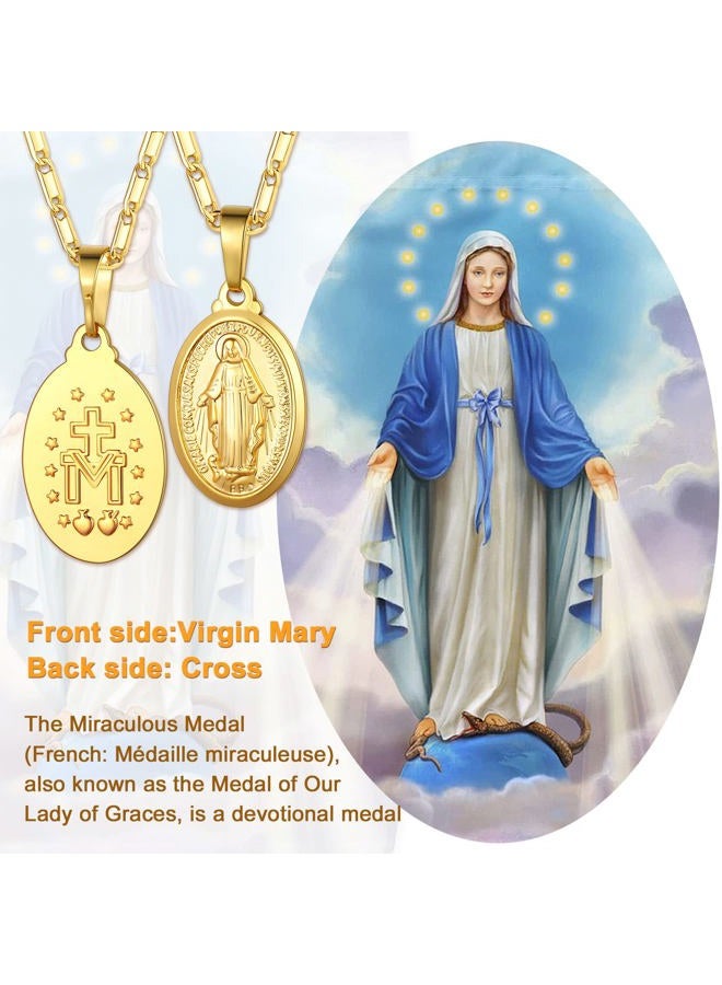 U7 Women's Platinum Plated Virgin Mary Pendant Necklace Gold - Image 4