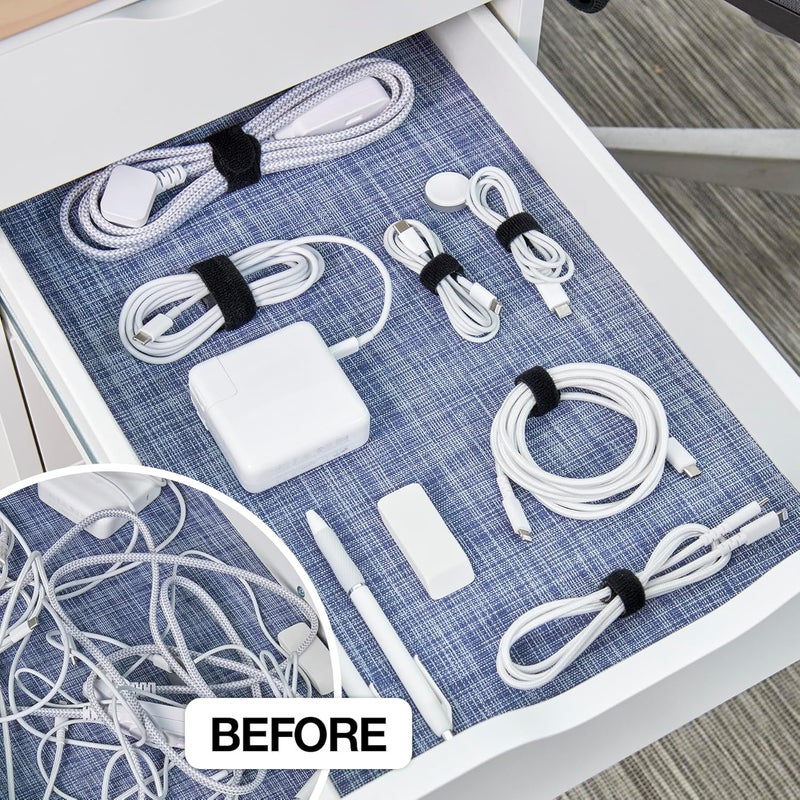 Wrap-It Storage Self-Gripping Cable Ties by , Black, 40 Pack (5 Inch and 8 Inch Straps) – Reusable Hook and Loop Cord Organizer Cable Ties for Cord Management and Desk or Office Organization - Image 2