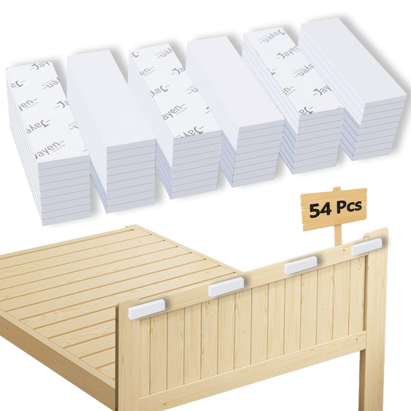 Jayen 54 Pcs Furniture Wall Protectors EVA Foam AntiCollision Headboard Stoppers for Bed Frame AntiShake Headboard Bumper for Any Furniture  White