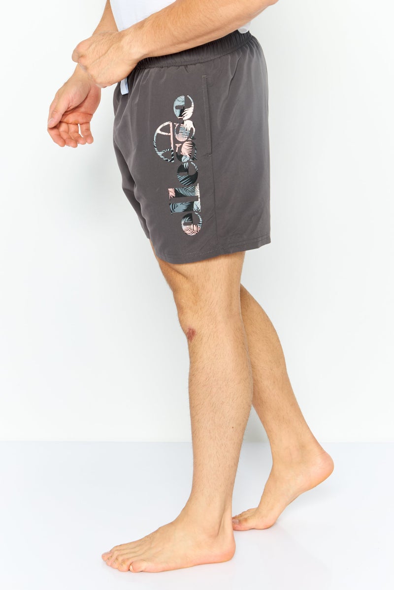 Ellesse Men Brand Logo Board Shorts, Dark Grey - Image 3