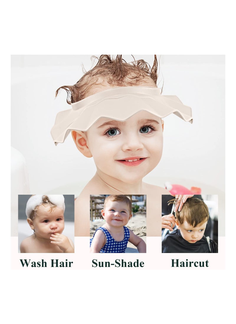 Generic - Adjustable Baby Shower Cap for Infants and Toddlers Soft Silicone Bath Visor Protects Eyes and Ears During Shampooing Beige - Image 1