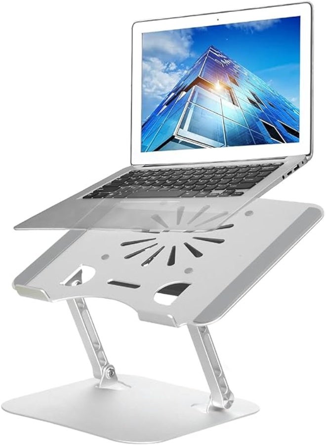 Adjustable laptop stand with cooling fan – Ergonomic desktop riser with anti-slip base and durable metal frame, compatible with 10-17 inch laptops - Image 1