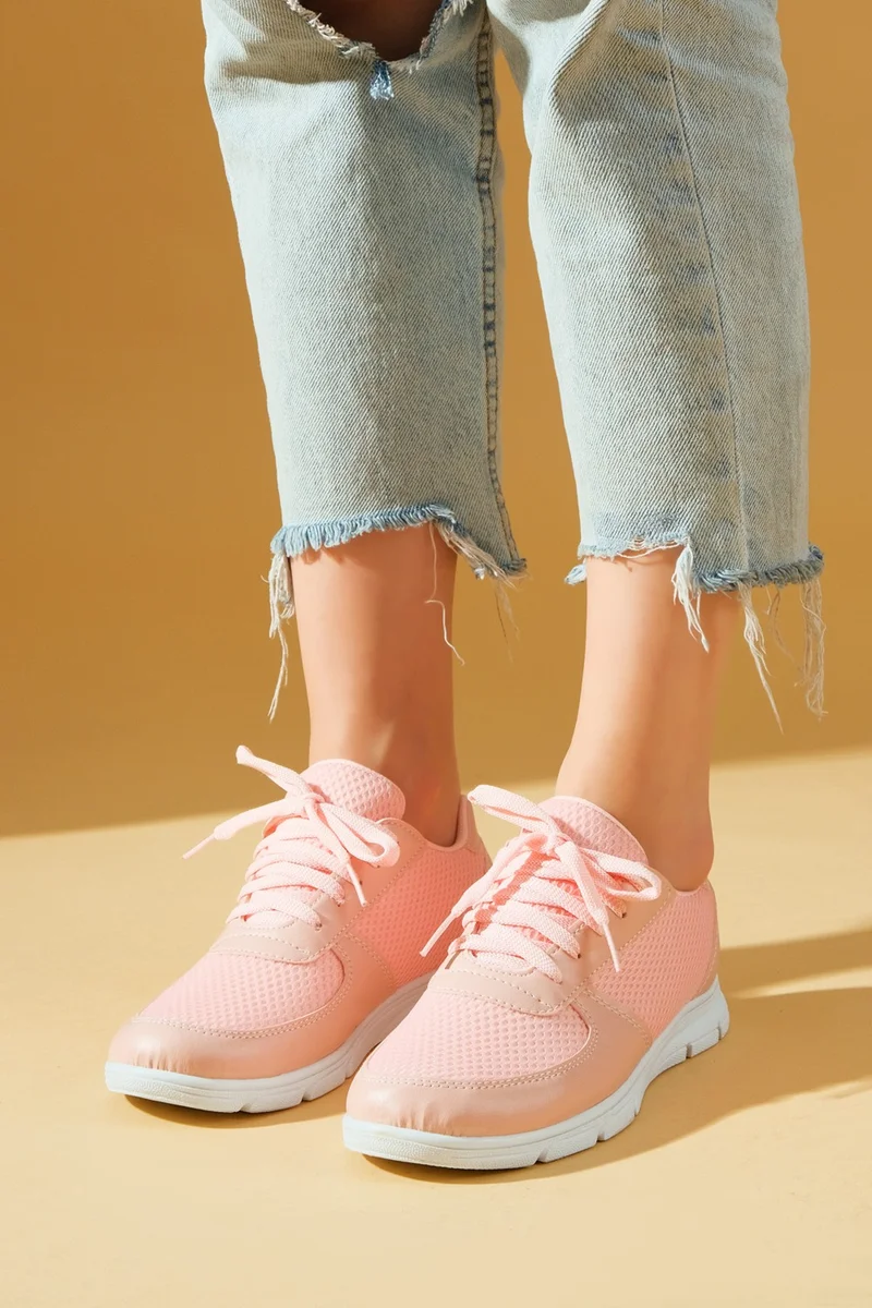 Pembe Potin Pink Potin New Season Mesh Lace-Up Comfortable Sole Women's Sneakers A1971-23