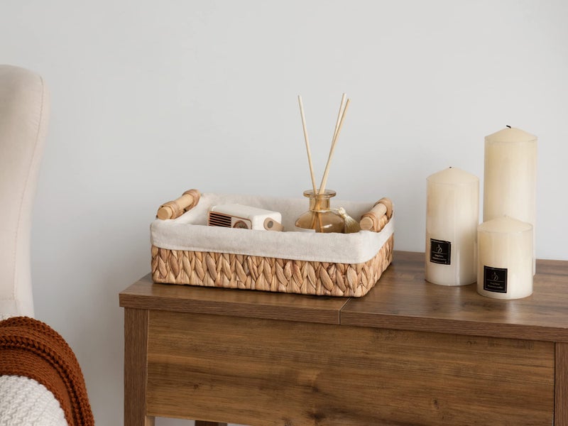 StorageWorks Small Baskets for Organizing, Wicker Bathroom Basket for Toilet Tank Top with Liner, Natural Water Hyacinth, Set of 2 - Image 5