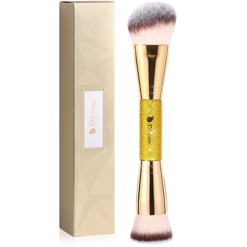 DUcare DUcare Foundation Brush Contour Bronzer Makeup Brush Double Ended Self Tanner Brush Sculpting Brush for Blending Liquid Powder Concealer Cream Cosmetics Blush Buffe