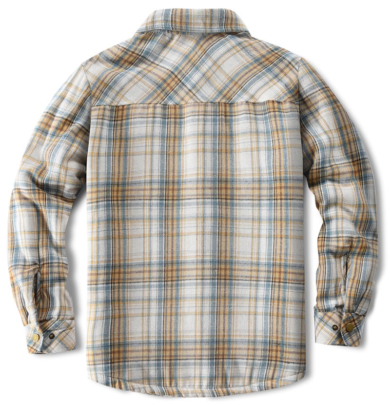 Puwasa Men's Fleece Lined Plaid Flannel Shirt Jacket Long Sleeve Button Down Coat for Men Light Blue Medium - Image 4