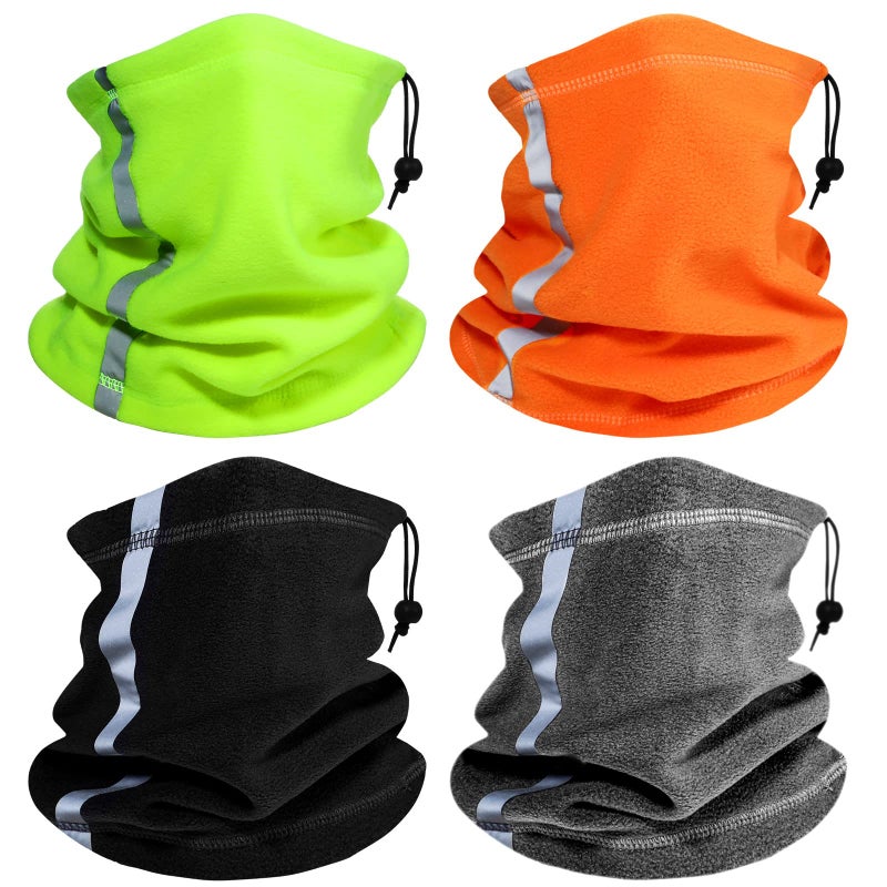 Bencailor 4 Pcs Winter Warmer Neck Gaiter Reflective Face Mask Hi Vis Balaclava Scarf for Men Outdoor Work Sports Safety(Multicolor) - Image 1