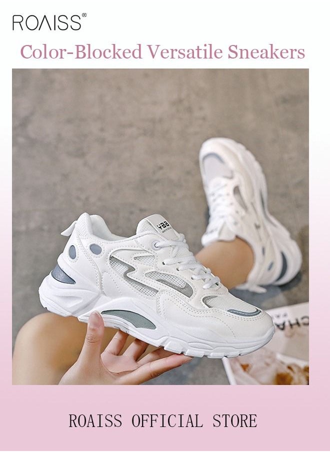 roaiss - Ladies Sports Shoes Casual Shoes Sports Breathable and Wear-Resistant Low-Top Sneakers Women's Fashion All-Match Platform Sneakers Athlesiure Shoes - Image 1