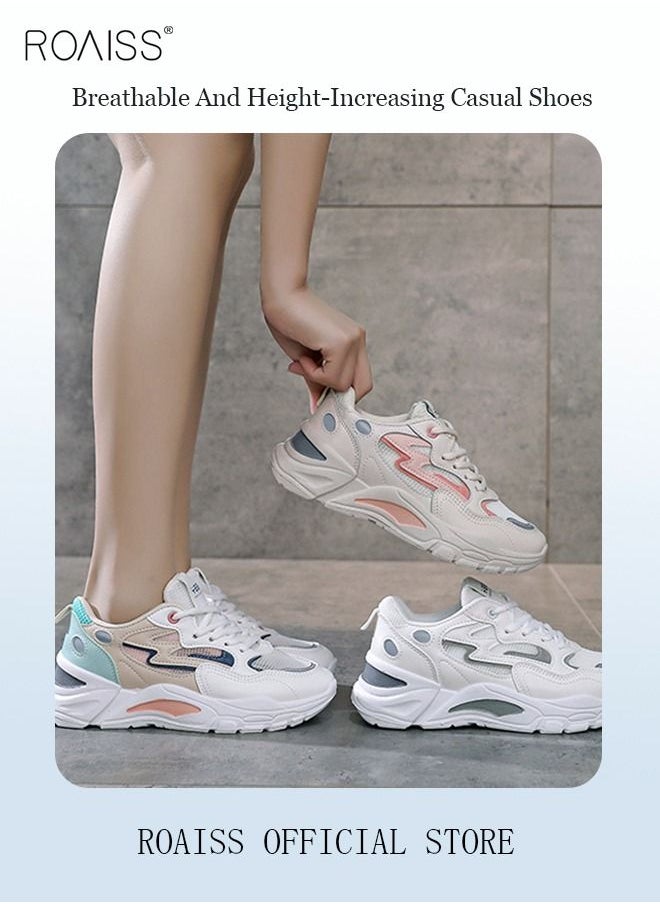 roaiss - Ladies Sports Shoes Casual Shoes Sports Breathable and Wear-Resistant Low-Top Sneakers Women's Fashion All-Match Platform Sneakers Athlesiure Shoes - Image 1