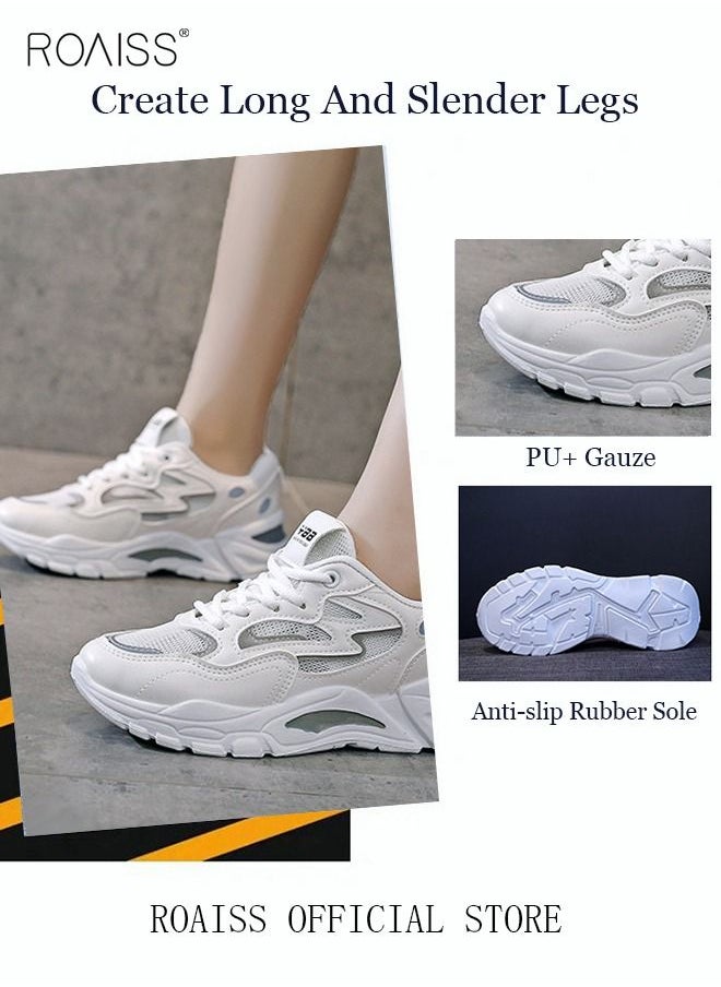 roaiss - Ladies Sports Shoes Casual Shoes Sports Breathable and Wear-Resistant Low-Top Sneakers Women's Fashion All-Match Platform Sneakers Athlesiure Shoes - Image 1