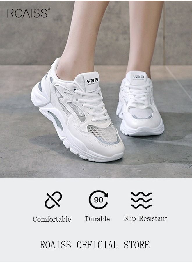 roaiss - Ladies Sports Shoes Casual Shoes Sports Breathable and Wear-Resistant Low-Top Sneakers Women's Fashion All-Match Platform Sneakers Athlesiure Shoes - Image 1