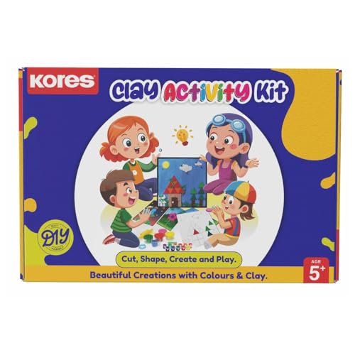 Kores Clay Activity Kit | Pre-Printed Canvas & Activity Sheets | Soft, Vibrant & Easy-to-Mold Clay | Non-Toxic, Mess-Free Art & Craft Set | Ideal for Kids’ Creativity, Learning & Gifting | Ages 3+ - Image 1