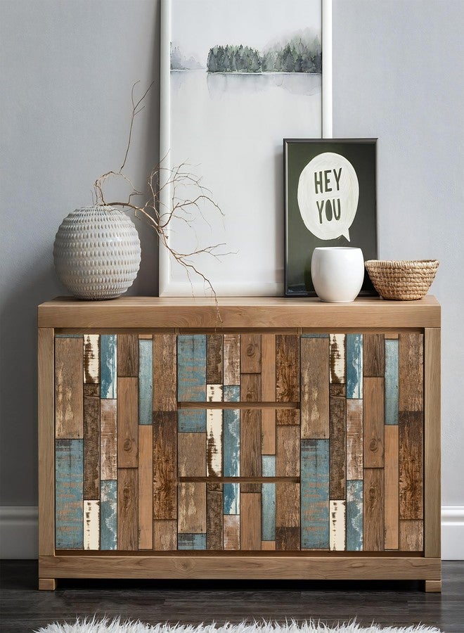 Theper Blue Brown Wood Wallpaper Vintage 17.7"×78.8"Wood Grain Contact Paper Peel and Stick Wallpaper Self Adhesive Removable Wallpaper Wood Contact Paper for Cabinets Furniture Vinyl Waterproof Film - Image 5