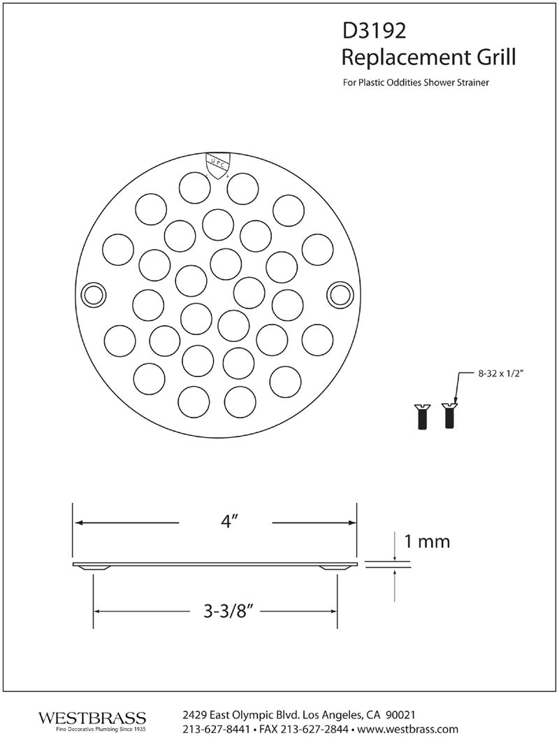 Westbrass D3192-12 4" OD Sold Brass Shower Strainer Cover, Oil Rubbed Bronze - Image 2