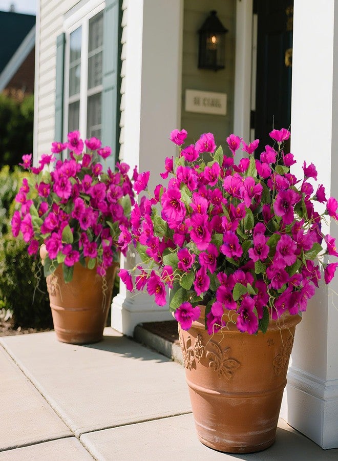 Besteek 8 Bundles Fake Silk Flowers, Artificial Hibiscus Flowers for Outdoors Realistic UV Resistant Faux Plants for Planters Garden Porch Patio Vase Window Box Home Decoration, Fuchsia - Image 3