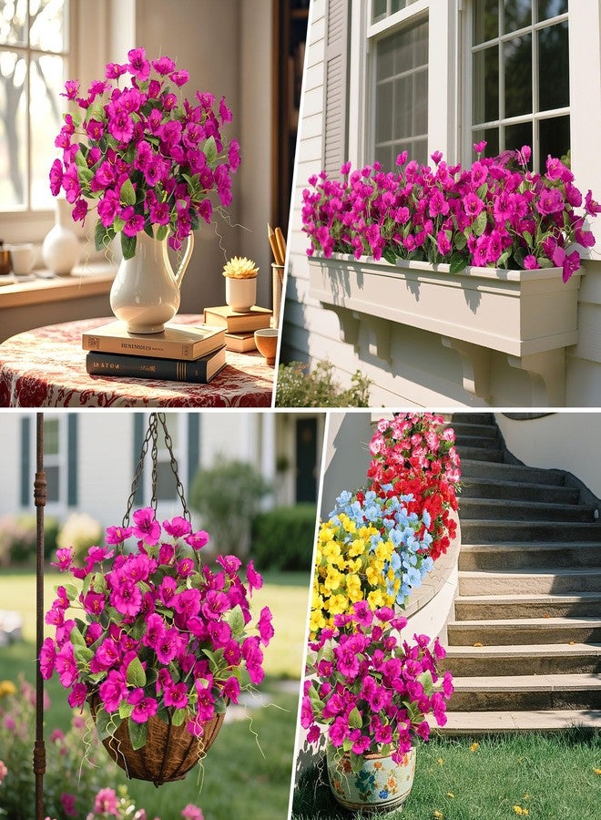 Besteek 8 Bundles Fake Silk Flowers, Artificial Hibiscus Flowers for Outdoors Realistic UV Resistant Faux Plants for Planters Garden Porch Patio Vase Window Box Home Decoration, Fuchsia - Image 5
