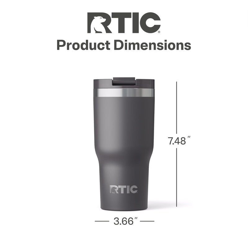 RTIC 20oz Essential Tumbler with Lid, Ceramic Lined, Insulated, Stainless Steel, Metal, Double Wall Vacuum-Insulation, Travel Cup for Iced Coffee, Tea, Hot and Cold Drink, Graphite - Image 5