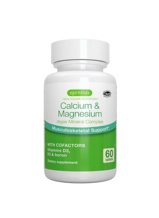 Igennus Healthcare Nutrition - Plant Based Algae Calcium & Magnesium Supplement K2 & D3 Nongmo Red Algae Mineral Complex For Bone & Teeth Support High Absorption Formula With Boron Vegan 60 Tablets By Igennus - Image 1