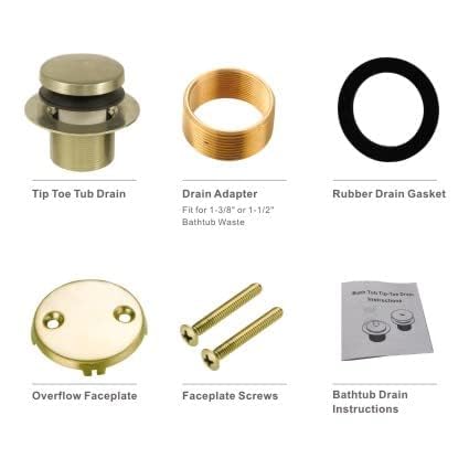 HIDROP Gold Brushed Tub Drain Tip-Toe Tub Trim Set Conversion Kit Assembly  Hidrop Bathtub Drain Replacement Trim Kit With 2-Hole Overflow Faceplate And Universal Fine/Coarse Thread Brushed Gold - Image 5