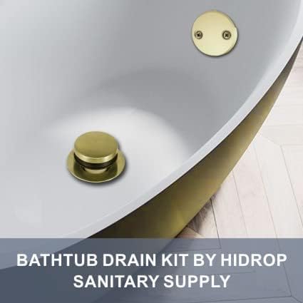 HIDROP Gold Brushed Tub Drain Tip-Toe Tub Trim Set Conversion Kit Assembly  Hidrop Bathtub Drain Replacement Trim Kit With 2-Hole Overflow Faceplate And Universal Fine/Coarse Thread Brushed Gold - Image 2